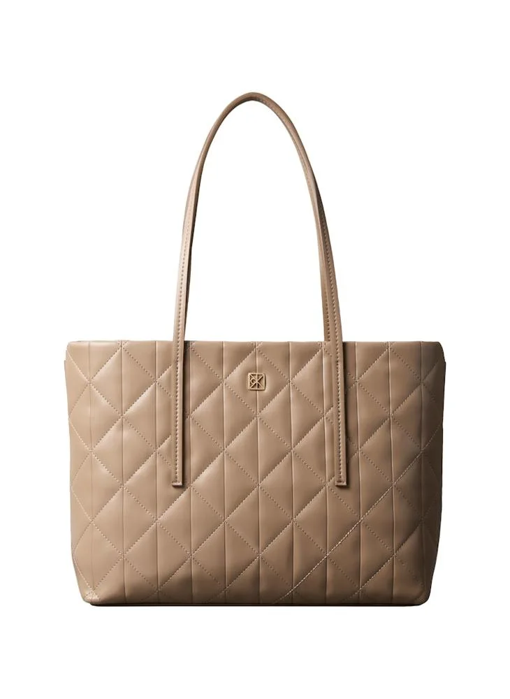 CALVIN KLEIN Quilted Emblem Logo Small Tote Bag